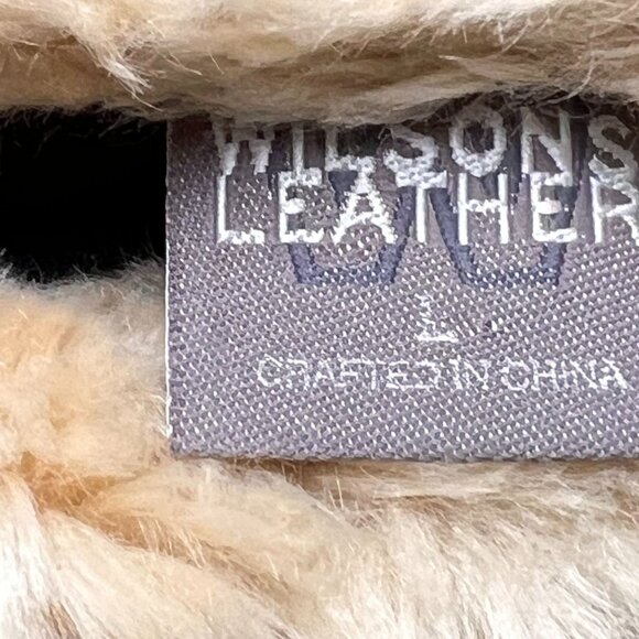Wilsons Leather Womens Beige Tan Suede Gloves Faux Fur Cuff Size L Lined - Picture 6 of 9
